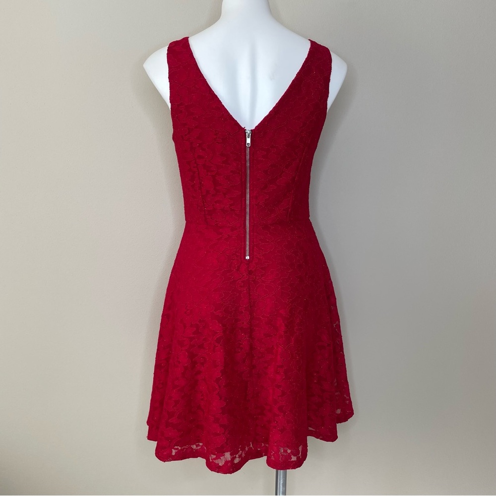 Speechless Red Lace Fit and Flare Sleeveless Mini Dress - Picture 2 of 7